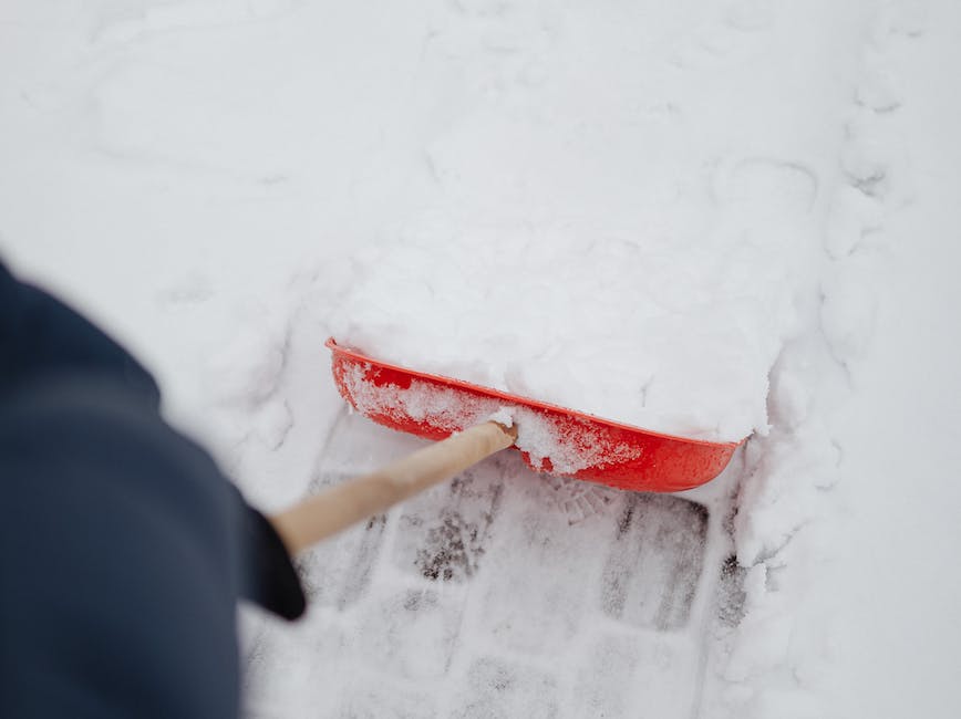 Clearing sidewalk of snow