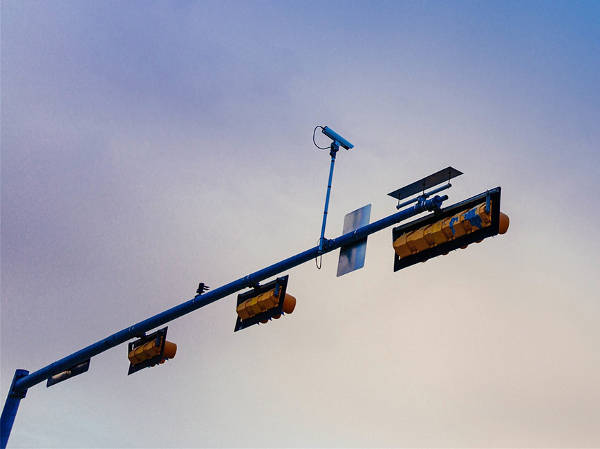 A mounted traffic safety camera