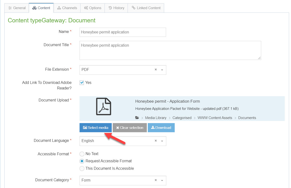 Gateway Document content type