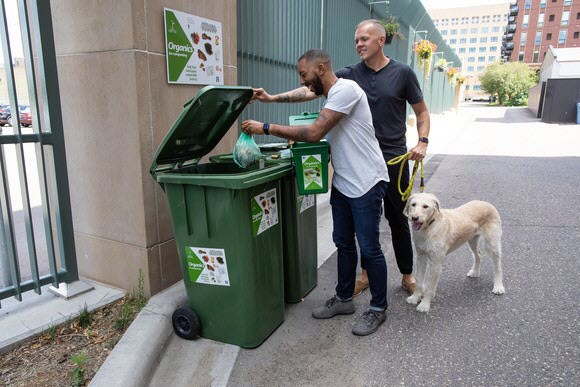 tenants bringing organics to cart at their apartment building tenants bringing organics to cart at their apartment building