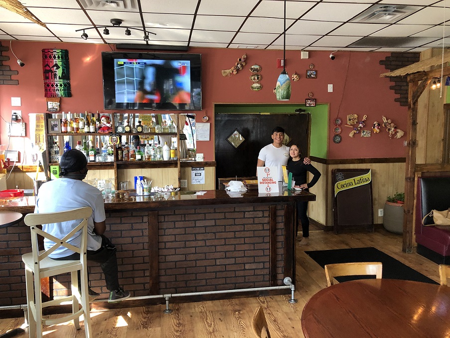 People inside of a bar restaurant