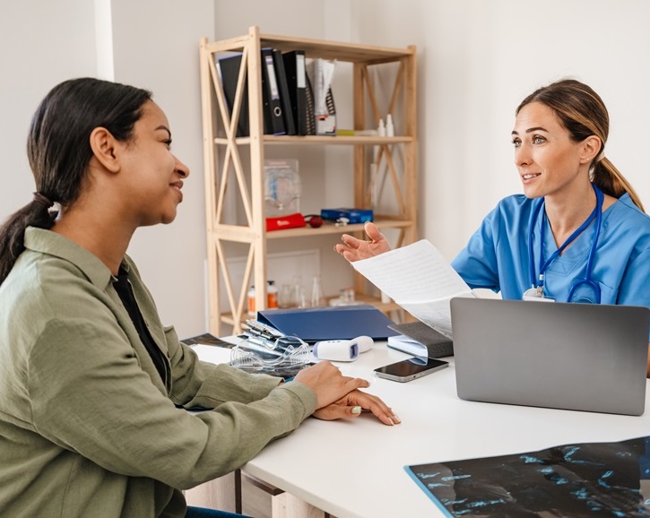 Patient and doctor talking