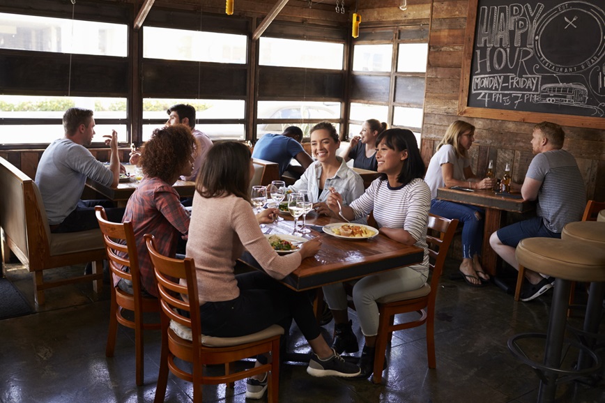 People eating at restaurant