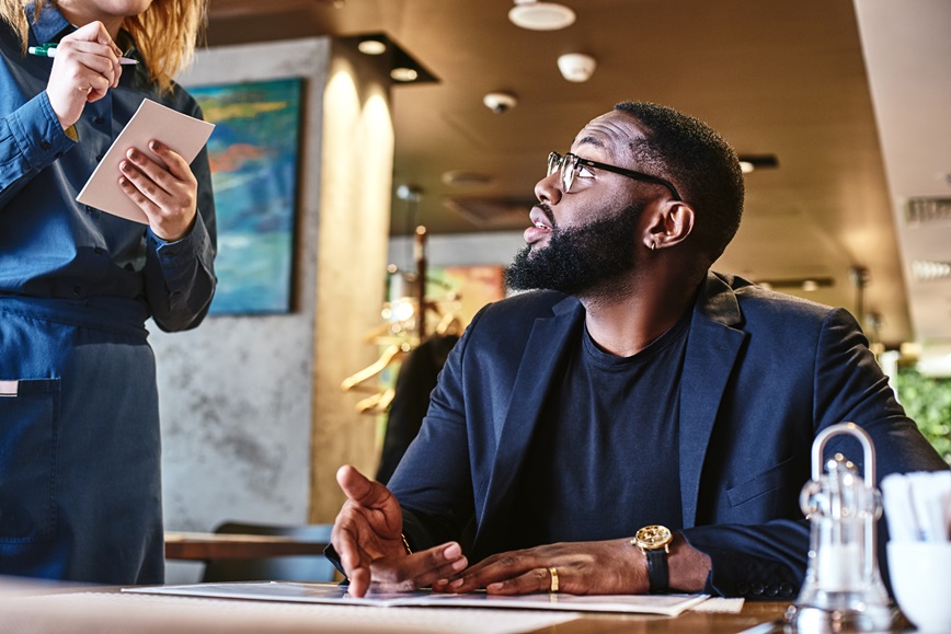 Restaurant customer asking about menu