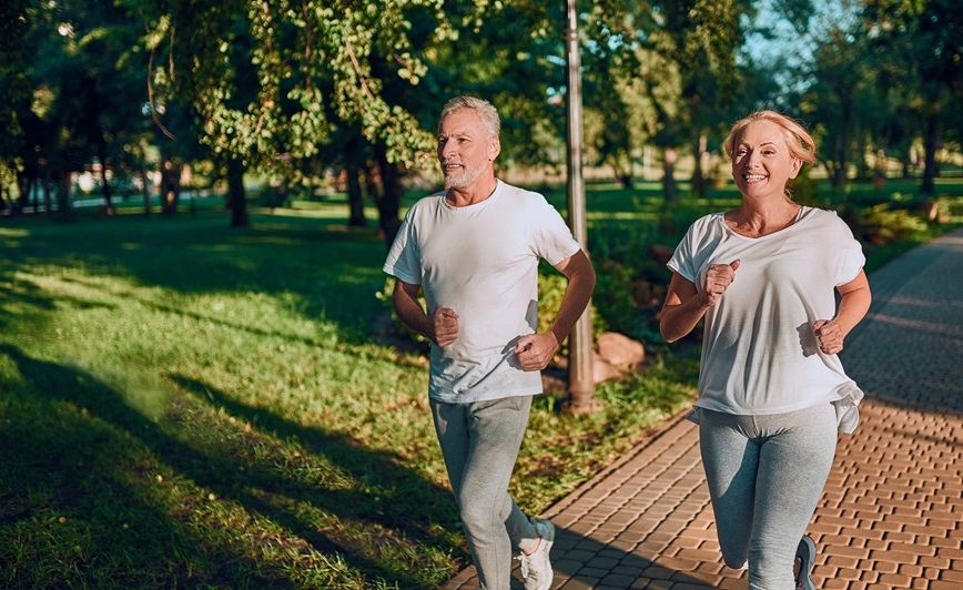 Senior adults running