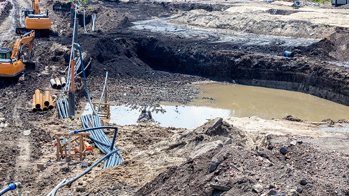 Groundwater in excavation pit