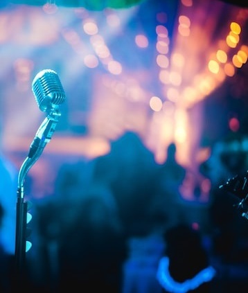 microphone on stage at night