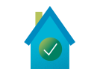 House with check mark icon for the Green Cost Share program.